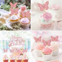 Topper De Pasteles De Mariposa Con Lentejuelas Para Cumpleaños De Princesa Decoración De Fiesta De Boda Para Niñas - details 12