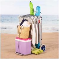 ARISE SHOP-Carro Portasillas Playa Plegable Convertible en Mesa con Red en la Parte Inferior y Bolsillo Incluidos,Carrito Plegable Multifuncional para Playa y Camping 52 x 37 x 105 cm - details 6