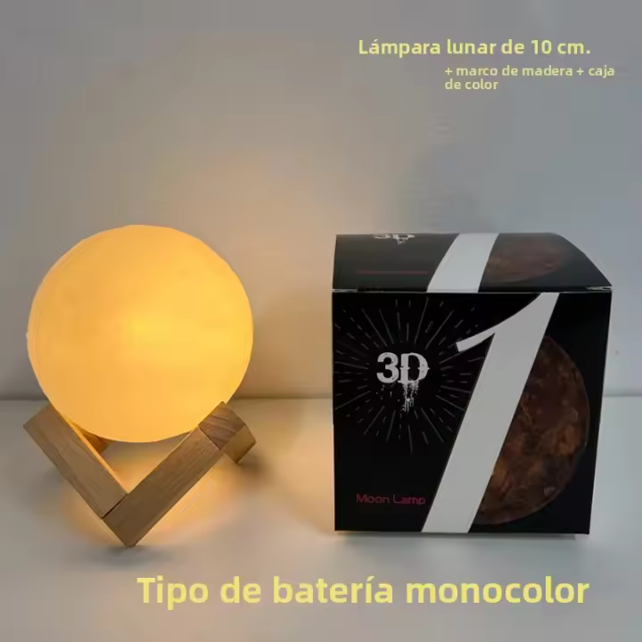Lámpara De Noche LED Recargable 16 Colores Lámpara De Luna 3D Impresión Táctil Decoración Para Hogar Regalos De Cumpleaños Para Niños - 1
