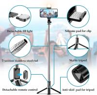 FGNS.Palo Selfie Tripode para Movil, Palo para Selfie y trípode con Luz de Relleno para Smartphone, con Mando a Distancia Bluetooth, Palo para Selfie retráctil y plegable Ajustable de 19.5-100 cm, Soporte Giratorio de 360° para movil. - details 3