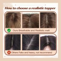 Peluca De Extensiones De Cabello Humano Remy Ombre Marrón Rubia Con Franja Base De Seda Piezas De Clip Para Mujeres Peluca De Topper De Cabello - details 4