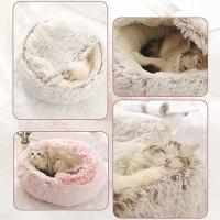 Cama De Gato Invierno Con Peluche Larga Almohadilla Redonda Para Mascotas Pequeñas Saco De Descanso Para Perro Pequeño 2 En 1 Casa De Gato Y Bolsa De Sueño - details 11
