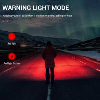 BORUiTLinterna Frontal LED COB Sensor De Movimiento Recargable Tipo-C Impermeable Luz Roja Para Pesca Y Camping - details 5
