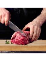 MAXHOME-MasterChef Tabla de cortar de madera, tabla de cocina de bambú, para carne, jamón, pan, queso, con ranura y borde para jugo, natural - details 1