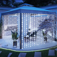 Luces De Tela Solar Con 600 LED Para Jardín Fiesta Boda Decoración De Navidad Cobre Fino Arco Iris De Jardín Puerta De Entrada - details 7
