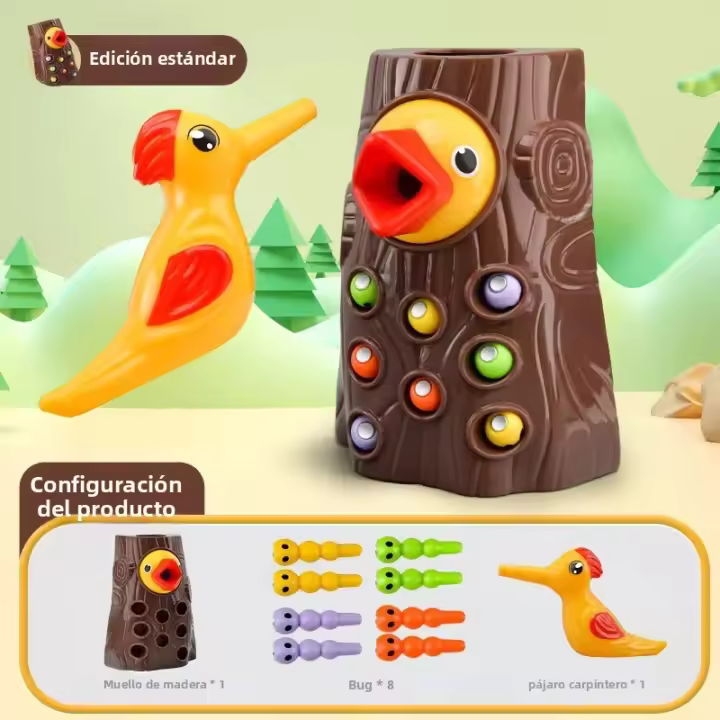 Juguete Educativo Montessori Para Niños Y Niñas Caza De Gusanos Con Picapinos Juego Magnético Para Desarrollo Infantil Tablero Ocupado - 1
