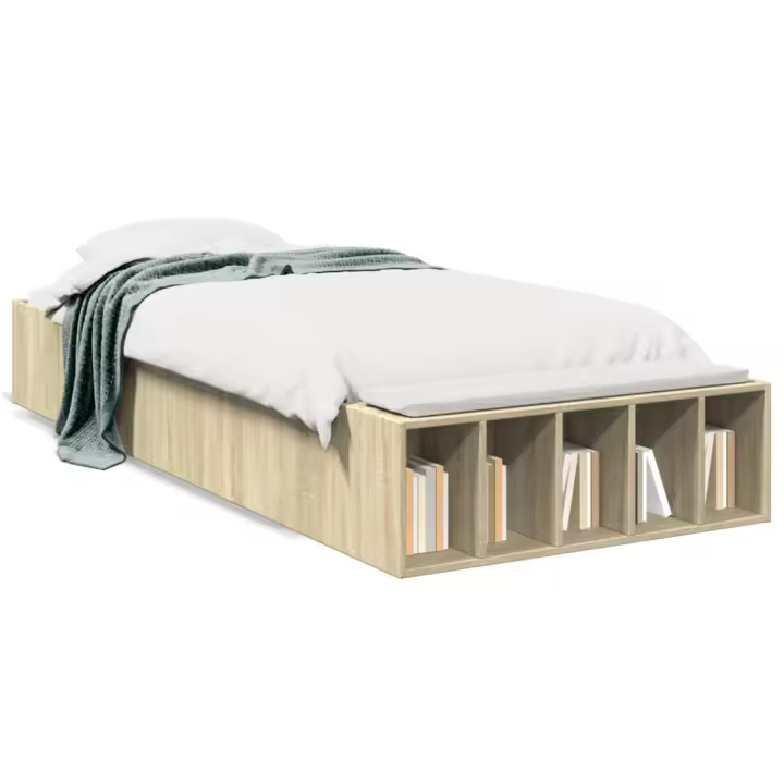 Estructura de cama sin colchón madera roble Sonoma 75x190 cm - 1