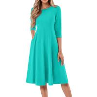 Vestido Largo De Manga Larga Para Mujer Casual Suéter Con Bolsillos Estilo Swing Suelto Cuello Redondo Color Sólido Vestido Robe - details 12
