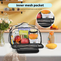 Bolsa de almuerzo transparente de gran capacidad, bolso portátil de PVC, bolsa de almacenamiento sencilla para cosméticos y artículos de tocador, bolsa de almuerzo - details 4