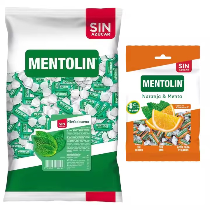 Mentolín caramelos garganta hierbabuena s/a bolsa 1kg y de regalo  naranja s/a 100g - 1