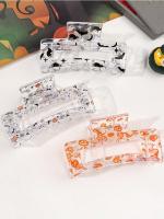 3pcs Clip Para El Cabello Con Diseño De Calabaza Fantasma Bruja Y Elementos De Estrella Luna Translúcidos Para Mujer Regalo De Halloween - details 4