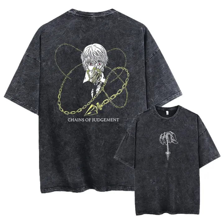 Camiseta De Algodón Suelto Para Hombre Estampado De Anime Vintage Harajuku Camiseta Negra Oversized Para Callewear Estilo Casual - 1