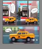 Modelo De Taxi Retro 1/32 En Aleación Juguete De Coche Miniatura Con Sonido Y Luz Para Niños Regalo De Día Del Niño Colección De Juguetes Educativos - details 1