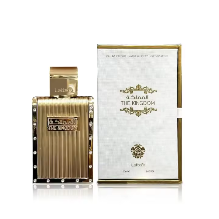 Perfume Árabe The Kingdom Men de Lattafa 100ML Eau de Parfum – Fragancia Masculina de Lujo con Notas Amaderadas, Cálidas y Especiadas – Aroma Intenso y Duradero que Refleja Poder, Elegancia y Carácter – Ideal para Hombres Seguros y Sofisticados - 1
