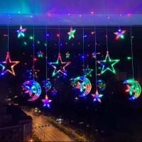 Decoración De Navidad Y Ramadán 2025 Luces De Cortina Guirnalda Estrella Luna Aid EID Mubarak 2024 Para Hogar Eventos Musulmanes Fiesta - details 38