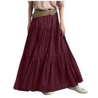 Vestido Maxi Vintage A-Line Para Mujer Color Sólido Casual Con Volantes Y Cintura Imperio Manga Larga Medio Ajuste Longitud Hasta El Tobillo - details 1
