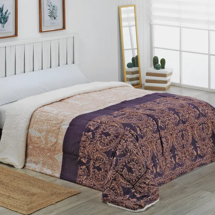 NOVOTEXTIL Edredón de Invierno Estampado con Reverso de Sherpa Camas 90 150 cm Gramaje 400g Relleno Cálido Suave Perfecto Climas Fríos Material de Alta Calidad Diseño Elegante Moderno Aporta Confort Calidez a tu Dormitorio Resistente - 1