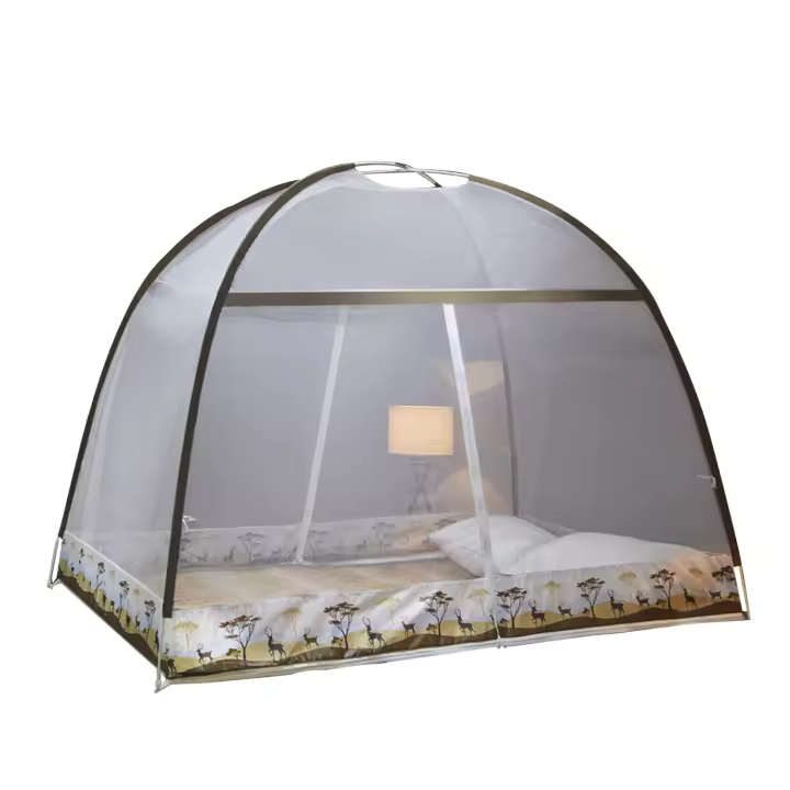 DAM. Mosquitera plegable infantil para cama con doble puerta, diseño bosque. 150cm 150x150x150cm. - 1