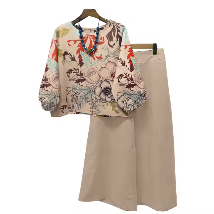 ZANZEA Conjunto De Blusa Y Pantalones Bohemio De Mujer Estampado Floral Otoño 2024 Traje De Pierna Ancha Estilo Vintage Polyester - 1