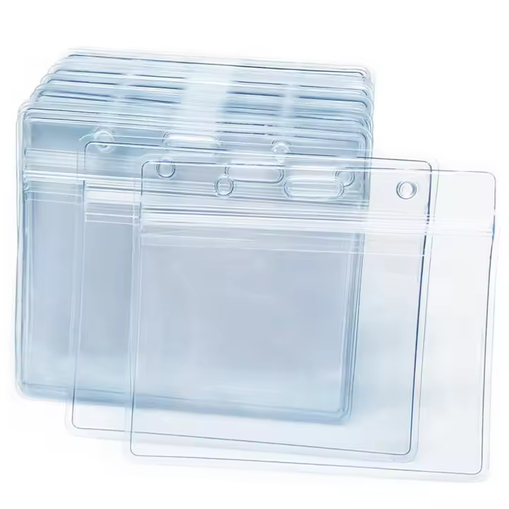 Portadocumentos Transparente Horizontal Para Tarjetas De Identificación 10pcs Resistente Al Agua Y De Alta Calidad Accesorio Para Etiquetas Y Badges - 1