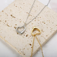 Collar De Corazón De Amor En Color Oro Vacío De Acero Inoxidable Para Mujeres Collar De Moda Para Bodas Y Fiestas Regalo Para Niñas - details 4