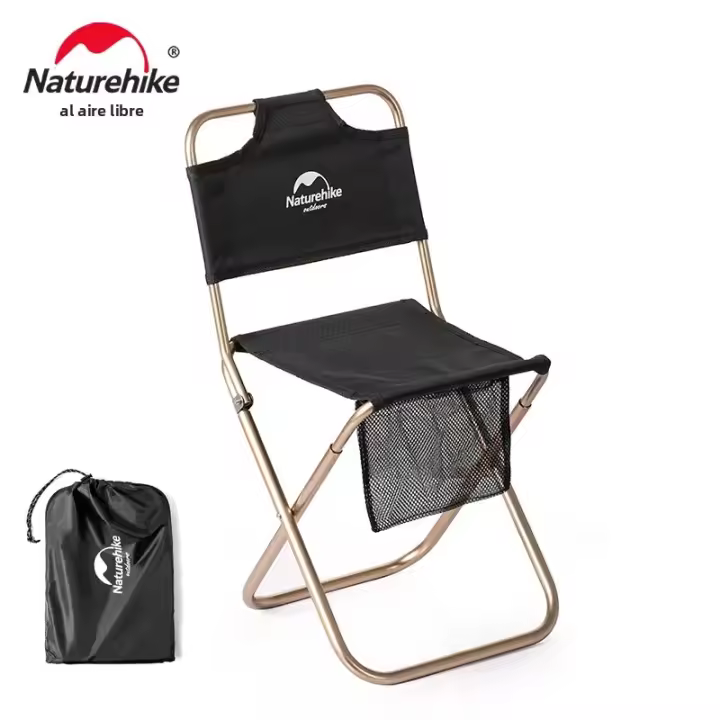 Silla De Camping Naturehike Ultraligera Portátil Con Malla Para Pescar Y Picnic Silla De Relax Para Exterior Color Negro Y Caqui - 1