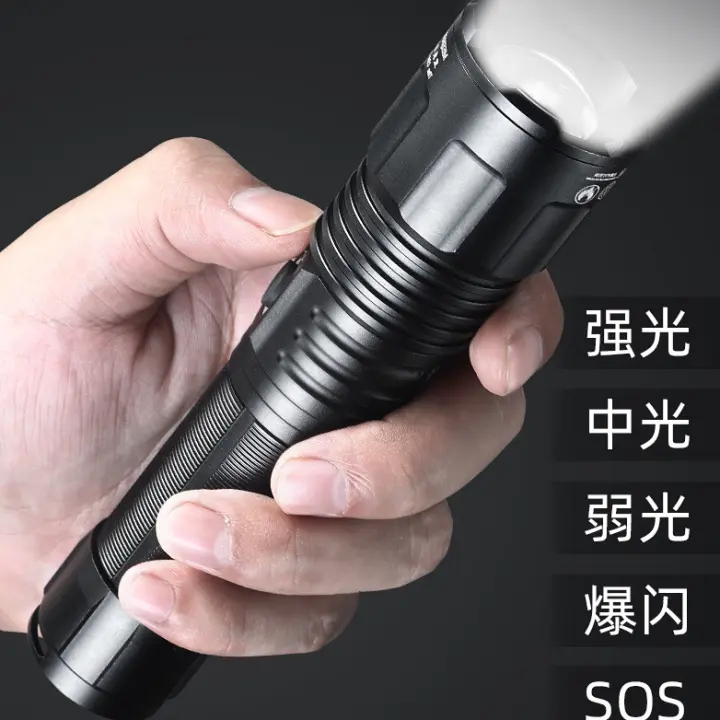 Linterna de aleación de aluminio con luz potente y zoom, pantalla de potencia, carga USB, linterna para uso doméstico en exteriores - 1