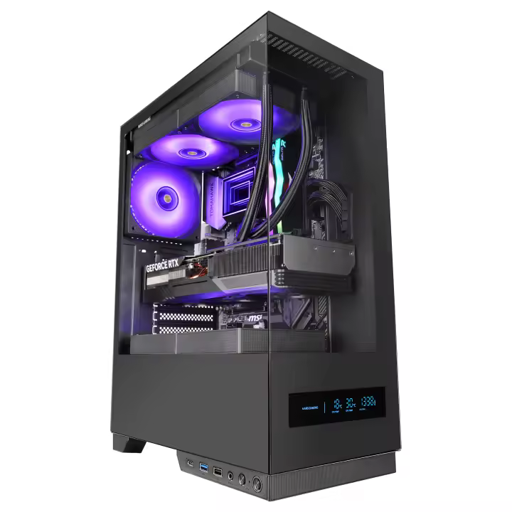 Mars Gaming MC-PULSAR, Caja Gaming ATX, Pantalla LCD Frontal en Tiempo Real, Doble Cristal Templado Frontal y Lateral, Sistema de Cableado CABLEHATCH, Refrigeración Líquida hasta 240mm, Caja PC ATX Negra o Blanca - 1
