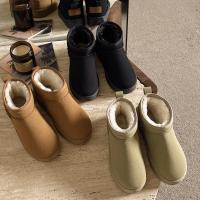 Botas De Plataforma Ultra Mini De Cuero Para Mujer Invierno Botines De Piel Acolchados Botas De Lujo Con Tacón Medio Y Cierre SLIP-ON - details 15