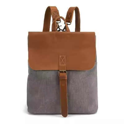 Mochila de viaje femenina retro de cuero de caballo loco estilo vintage con diseño de hombreras bolso de hombro de lona para mujeres - 1