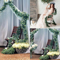 Guirnalda De Hojas De Eucalipto Artificial De 175CM Verdes Plantas Falsas Colgantes Para Decoración De Hogar Y Bodas Vines Largos Y Verdes - details 0