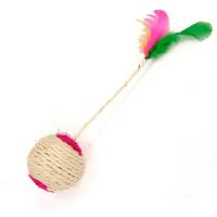 Juguete Interactivo Para Gatos Pelota De Rasguñar Sisal Divertido Juego Con Plumas Adecuado Para Gatitos Suministros Para Gatos - details 5