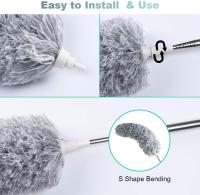 Aspirador de polvo extensible, aspirador de polvo de microfibra, con una longitud de hasta 280 cm, con varilla extensible de acero inoxidable, lavable, fácil de quitar el polvo (gris) - details 3