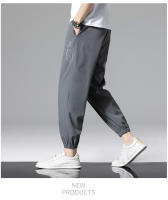 Pantalones Casuales De Verano Para Hombres Seda Helada Nueva Ropa Harajuku Callejera Deporte Jogging Traje De Pista Pantalones Sueltos De Cintura Media a La Pies - details 2