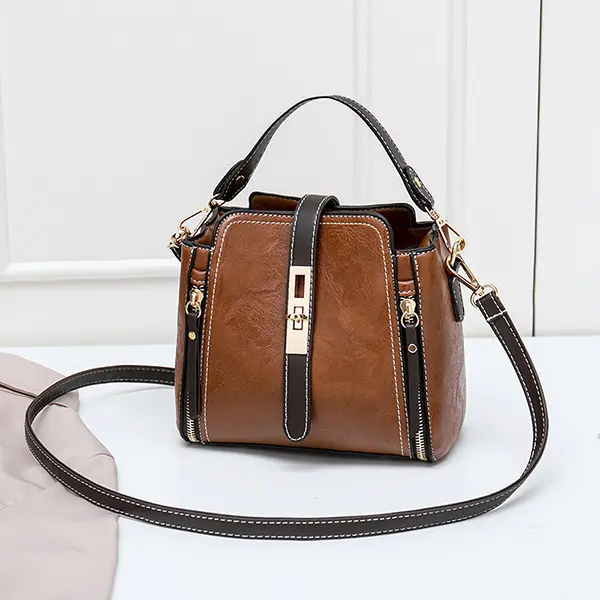 Nueva Llegada Bolso De Hombro De Cuero PU Para Mujer Color Sólido Bandolera Pequeña Monedero Con Cierre De Cremallera - 1