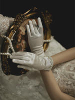 Guantes De Boda De Ivoire Para Novia Con Perlas Y Diamantes Estilo Mariage Femme Accesorios De Novia Largo De Muñeca Para Mujer - details 1