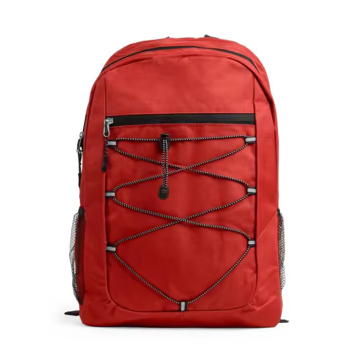 Mochila deportiva unisex, estilo montañera, cuerda elástica frontal, bolsillos de cremallera y rejilla, Le Côté Chic - 1