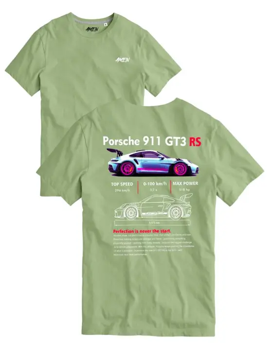 Camiseta A.M.E.N 911 GT3 verde para hombre - 1
