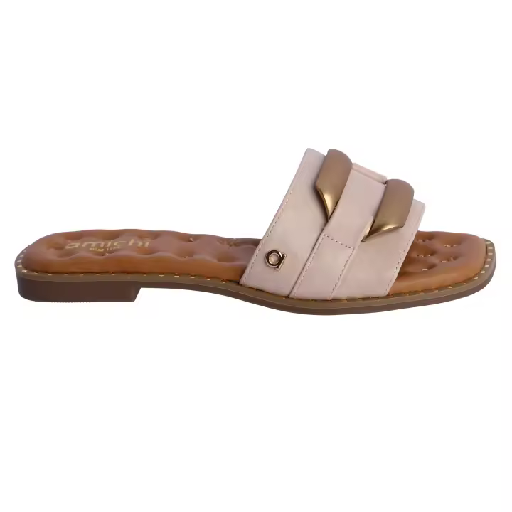 Sandalias planas slip on para mujer Amichi Mireia de piel sintética abierta - 1