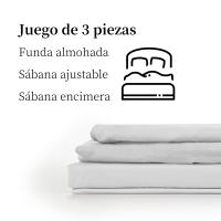 NQT Juego de Sabanas 3 Piezas para Cama de 90/105/135/150/160 - Sábanas Bajera Ajustable + Encimera y Funda de Almohada Color Blanco Beige Azul Rosa Verde - details 1
