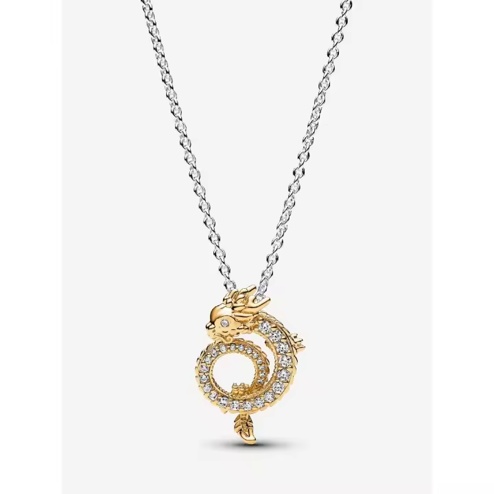 Pandora - Collar con Collar de Dragón-Plata de Lei, Baño de Oro de 14 Quilates - 1