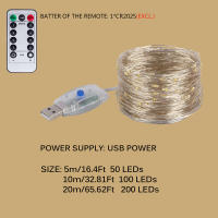 Luces De Fairy LED De 5M/10M/20M Con Control Remoto Y Batería USB Lámparas De Cobre Para Decoración De Fiestas Y Bodas - details 1