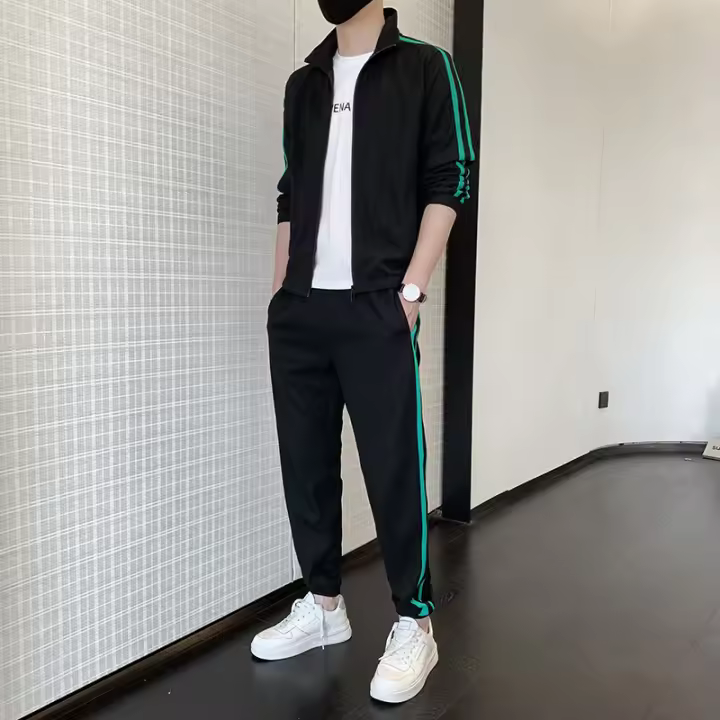 Conjunto De Dos Piezas Casual Para Hombre Cardigan Y Pantalones De Tela Suave Transpirable Comodidad Estilo Casual Para El Día - 1
