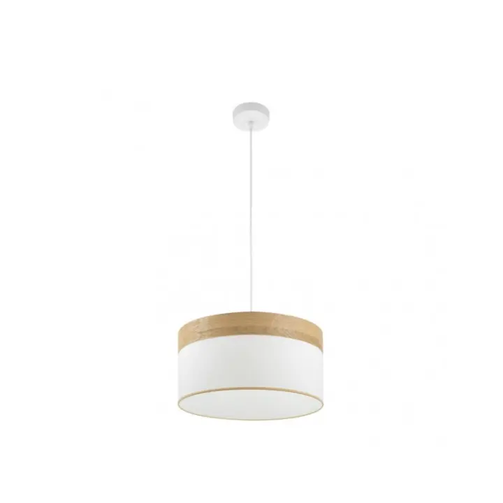 Fabrilamp - Colgante Cloe 1xe27 Blanco/blanca-madera Clara Regx40x40 cm - 1
