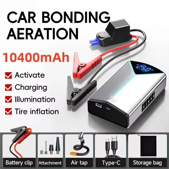 Arrancador de batería de coche de coche 4 en 1, Banco de energía portátil de 10400mAh, herramientas de cargador de batería, iluminación de arranque de emergencia automática, corriente máxima, 1000A - 1