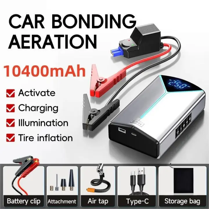 Arrancador de batería de coche de coche 4 en 1, Banco de energía portátil de 10400mAh, herramientas de cargador de batería, iluminación de arranque de emergencia automática, corriente máxima, 1000A - 1