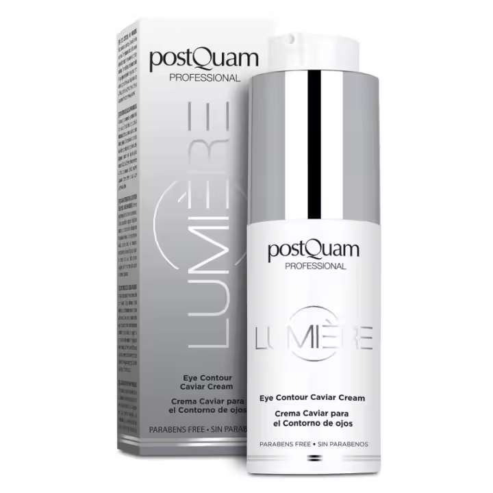 PostQuam - Crema Contorno Ojos de Caviar Lumière Rellenadora de Arrugas y Reductora de Bolsas y Ojeras - Crema Hidratante Antiedad para el Contorno de Ojos con Extracto de Caviar, Elastina, Ácido Hialuronico y Ácido Cítrico - Efecto Lifting - 20 ml - 1