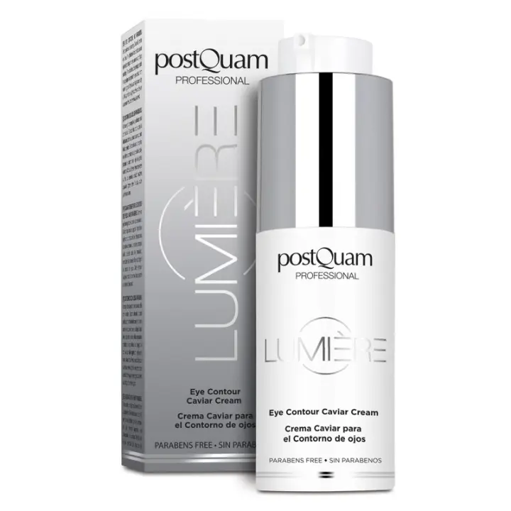 PostQuam - Crema Contorno Ojos de Caviar Lumière Rellenadora de Arrugas y Reductora de Bolsas y Ojeras - Crema Hidratante Antiedad para el Contorno de Ojos con Extracto de Caviar, Elastina, Ácido Hialuronico y Ácido Cítrico - Efecto Lifting - 20 ml - 1