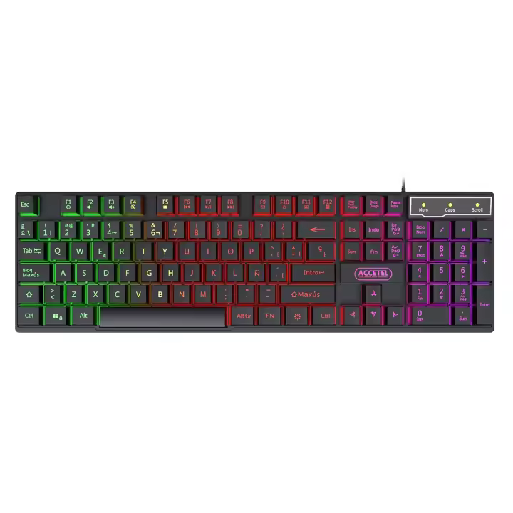 Teclado Español RGB Iluminación Conector USB - Negro PCT215 - 1