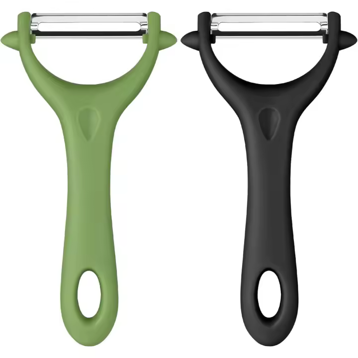 Pelador de frutas y verduras en forma de Y, 2 piezas, pelador con agarre antideslizante, mango ergonómico, hoja afilada, pelador de acero inoxidable (verde, negro) - 1